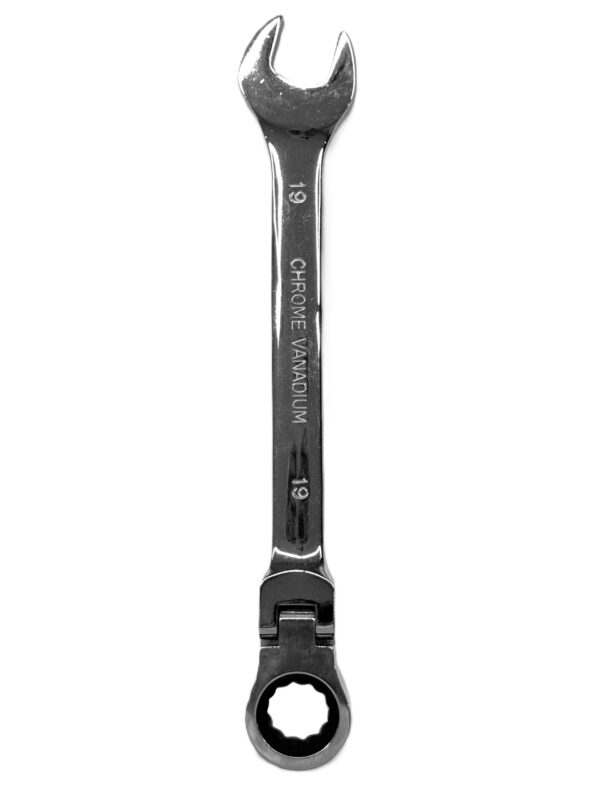 CHROME VANADIUM FLEXIBLE HEAD RACHET COMBINATION SPANNER 19MM-H38