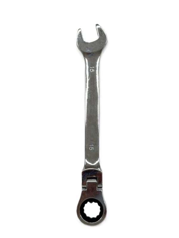 CHROME VANADIUM FLEXIBLE HEAD RACHET COMBINATION SPANNER 15MM-H39