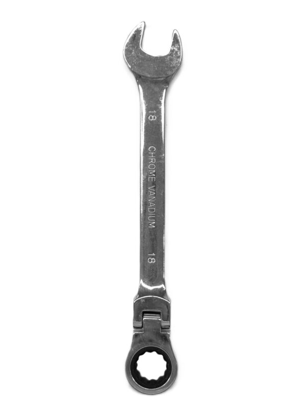 CHROME VANADIUM FLEXIBLE HEAD RACHET COMBINATION SPANNER 18MM-H44