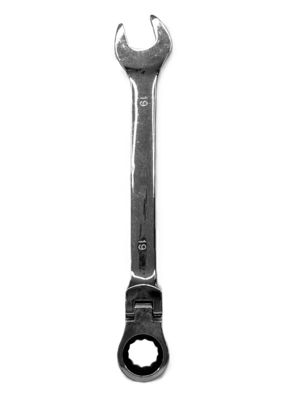 CHROME VANADIUM FLEXIBLE HEAD RACHET COMBINATION SPANNER 19MM-H38