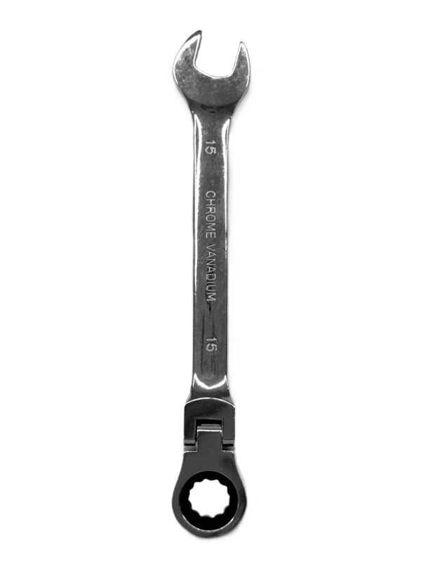 CHROME VANADIUM FLEXIBLE HEAD RACHET COMBINATION SPANNER 15MM-H39