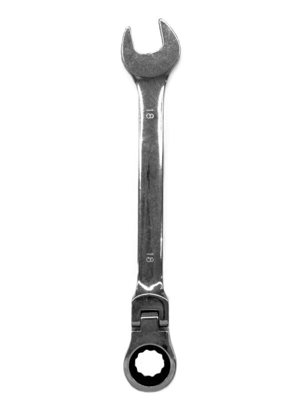CHROME VANADIUM FLEXIBLE HEAD RACHET COMBINATION SPANNER 18MM-H44