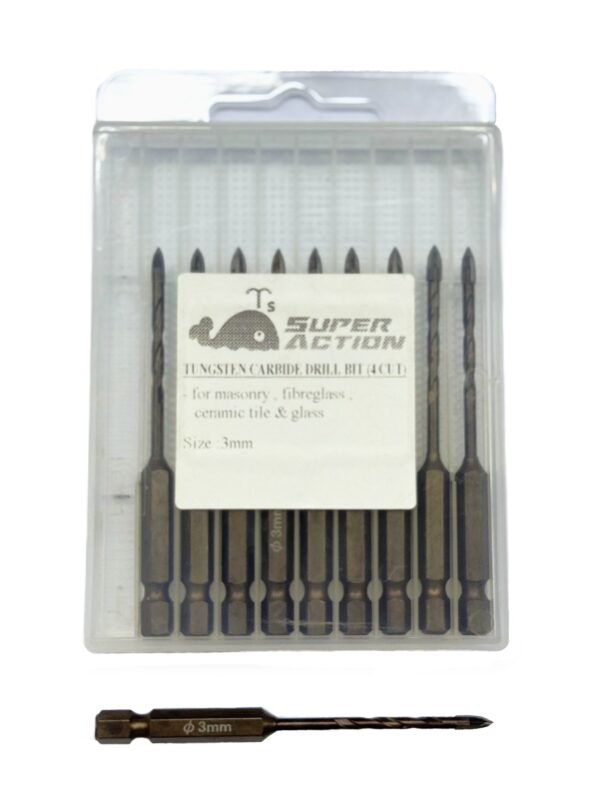 TUNGSTEN CARBIDE DRILL BIT (4CUT) 3MM/pcs-H04