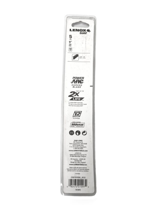 LENOX 9110G BI-METAL TITANIUM EDGE (GOLD) RECIPROCATING SAW BLADE (5PC/PKT) -H131